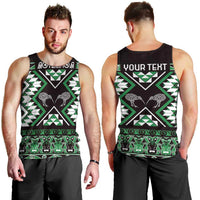 Personalised Taniko Motifs Aotearoa Men Tank Top Waitangi Kowhaiwhai Kiwi - Green LT7 - Polynesian Pride