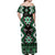 Personalised Taniko Motifs Aotearoa Off Shoulder Maxi Dress Waitangi Kowhaiwhai Kiwi - Green