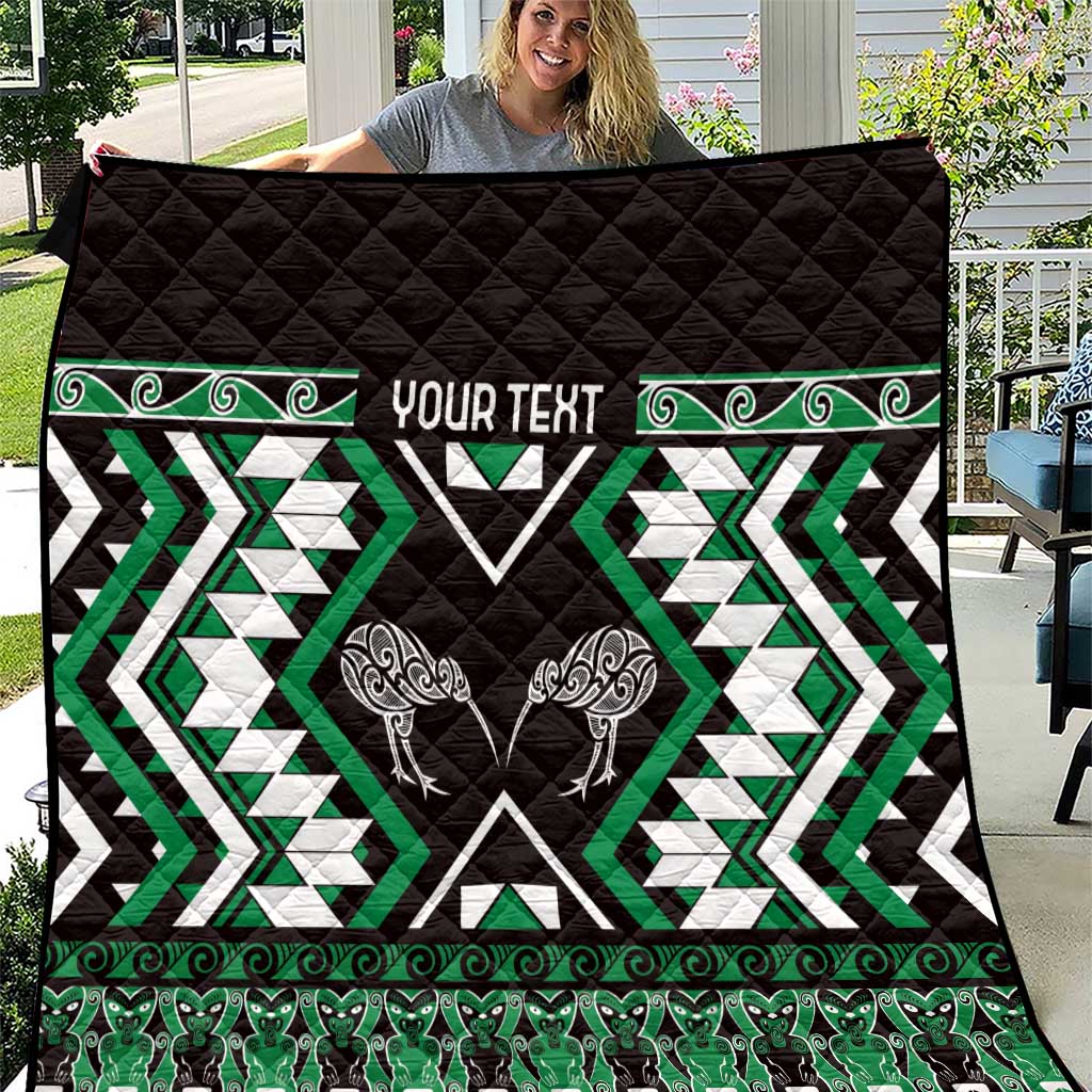 Personalised Taniko Motifs Aotearoa Quilt Waitangi Kowhaiwhai Kiwi - Green