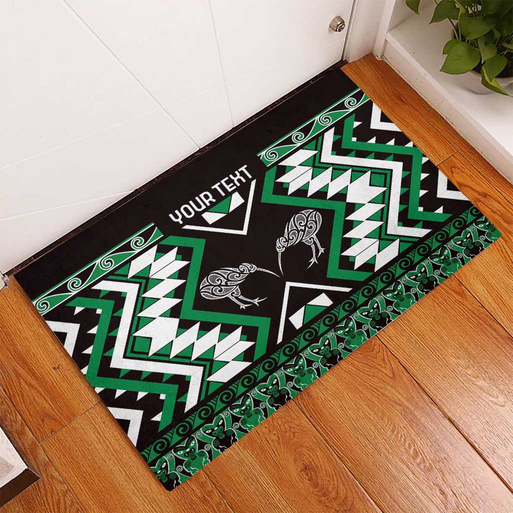 Personalised Taniko Motifs Aotearoa Rubber Doormat Waitangi Kowhaiwhai Kiwi - Green LT7 - Polynesian Pride