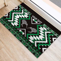 Personalised Taniko Motifs Aotearoa Rubber Doormat Waitangi Kowhaiwhai Kiwi - Green LT7 - Polynesian Pride