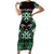 Personalised Taniko Motifs Aotearoa Short Sleeve Bodycon Dress Waitangi Kowhaiwhai Kiwi - Green