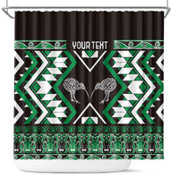 Personalised Taniko Motifs Aotearoa Shower Curtain Waitangi Kowhaiwhai Kiwi - Green