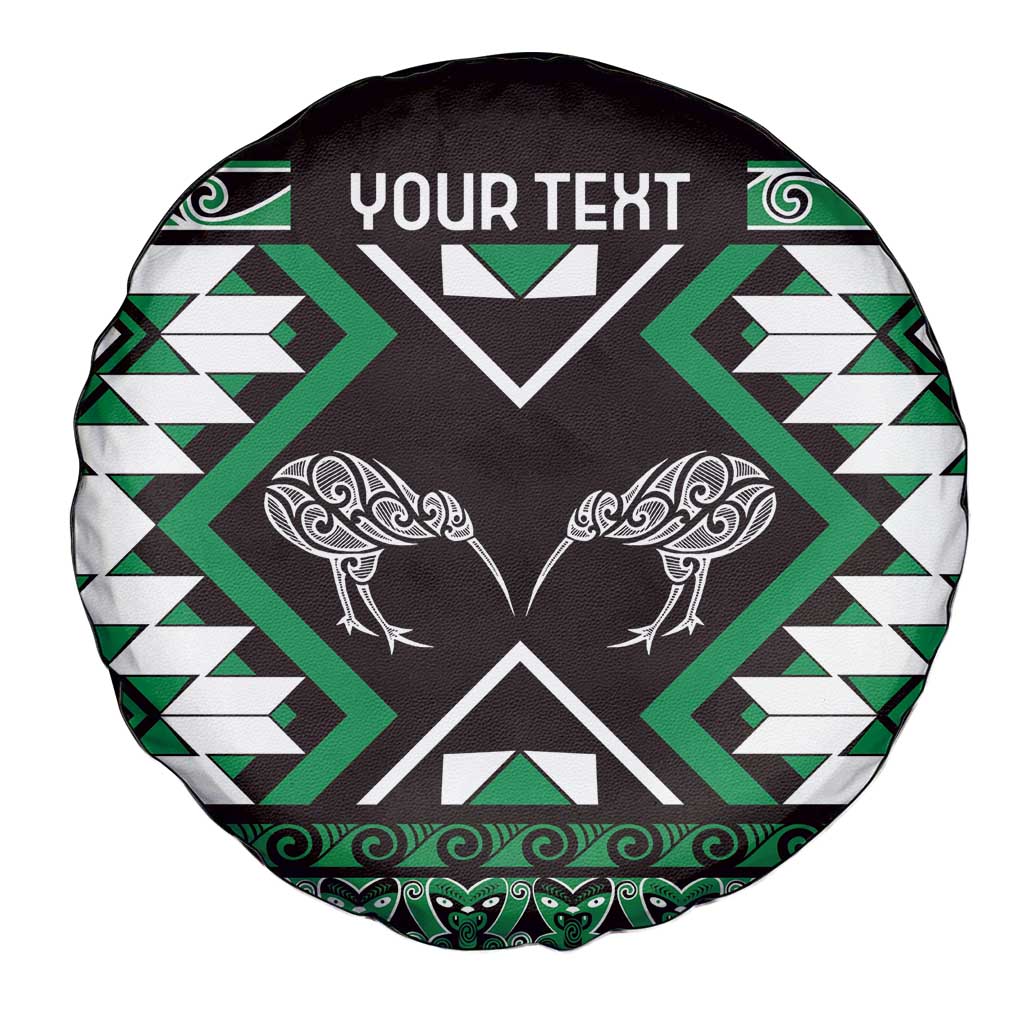 Personalised Taniko Motifs Aotearoa Spare Tire Cover Waitangi Kowhaiwhai Kiwi - Green LT7 - Polynesian Pride