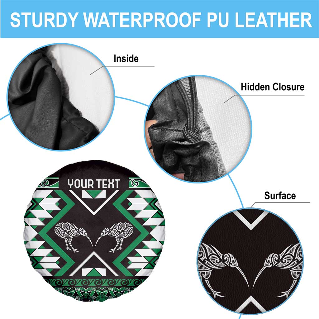 Personalised Taniko Motifs Aotearoa Spare Tire Cover Waitangi Kowhaiwhai Kiwi - Green LT7 - Polynesian Pride