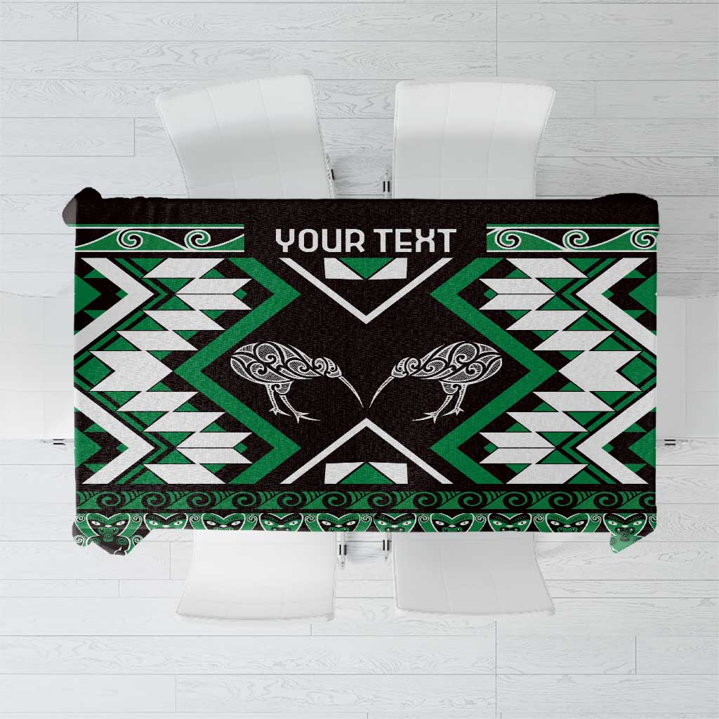 Personalised Taniko Motifs Aotearoa Tablecloth Waitangi Kowhaiwhai Kiwi - Green LT7 Green - Polynesian Pride