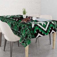 Personalised Taniko Motifs Aotearoa Tablecloth Waitangi Kowhaiwhai Kiwi - Green LT7 - Polynesian Pride