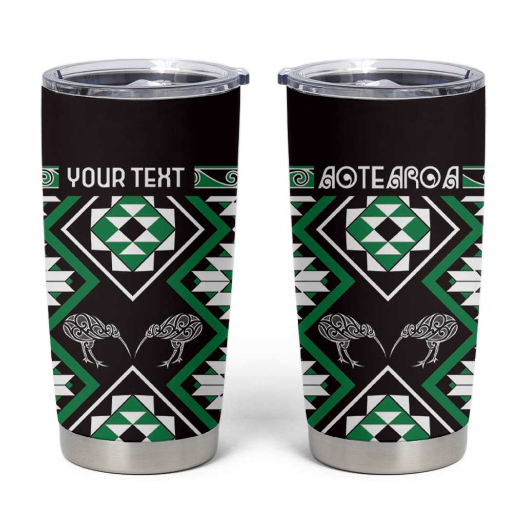 Personalised Taniko Motifs Aotearoa Tumbler Cup Waitangi Kowhaiwhai Kiwi - Green LT7 Green - Polynesian Pride