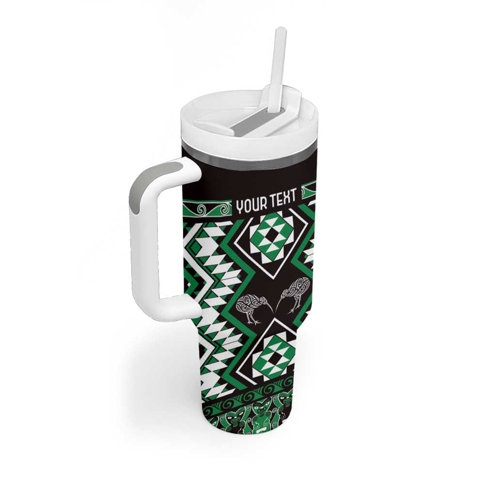Personalised Taniko Motifs Aotearoa Tumbler With Handle Waitangi Kowhaiwhai Kiwi - Green LT7 - Polynesian Pride
