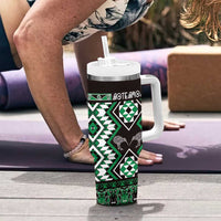 Personalised Taniko Motifs Aotearoa Tumbler With Handle Waitangi Kowhaiwhai Kiwi - Green LT7 - Polynesian Pride