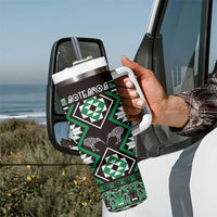 Personalised Taniko Motifs Aotearoa Tumbler With Handle Waitangi Kowhaiwhai Kiwi - Green LT7 - Polynesian Pride