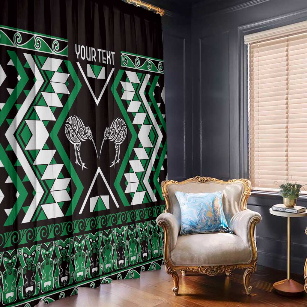 Personalised Taniko Motifs Aotearoa Window Curtain Waitangi Kowhaiwhai Kiwi - Green LT7 - Polynesian Pride