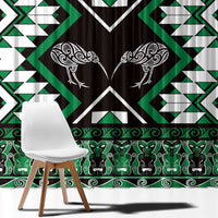 Personalised Taniko Motifs Aotearoa Window Curtain Waitangi Kowhaiwhai Kiwi - Green LT7 - Polynesian Pride