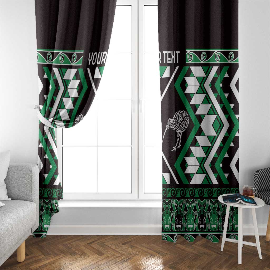 Personalised Taniko Motifs Aotearoa Window Curtain Waitangi Kowhaiwhai Kiwi - Green LT7 - Polynesian Pride