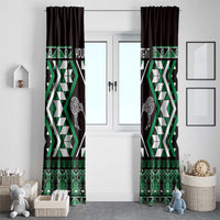 Personalised Taniko Motifs Aotearoa Window Curtain Waitangi Kowhaiwhai Kiwi - Green LT7 - Polynesian Pride