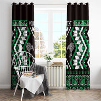 Personalised Taniko Motifs Aotearoa Window Curtain Waitangi Kowhaiwhai Kiwi - Green LT7 - Polynesian Pride