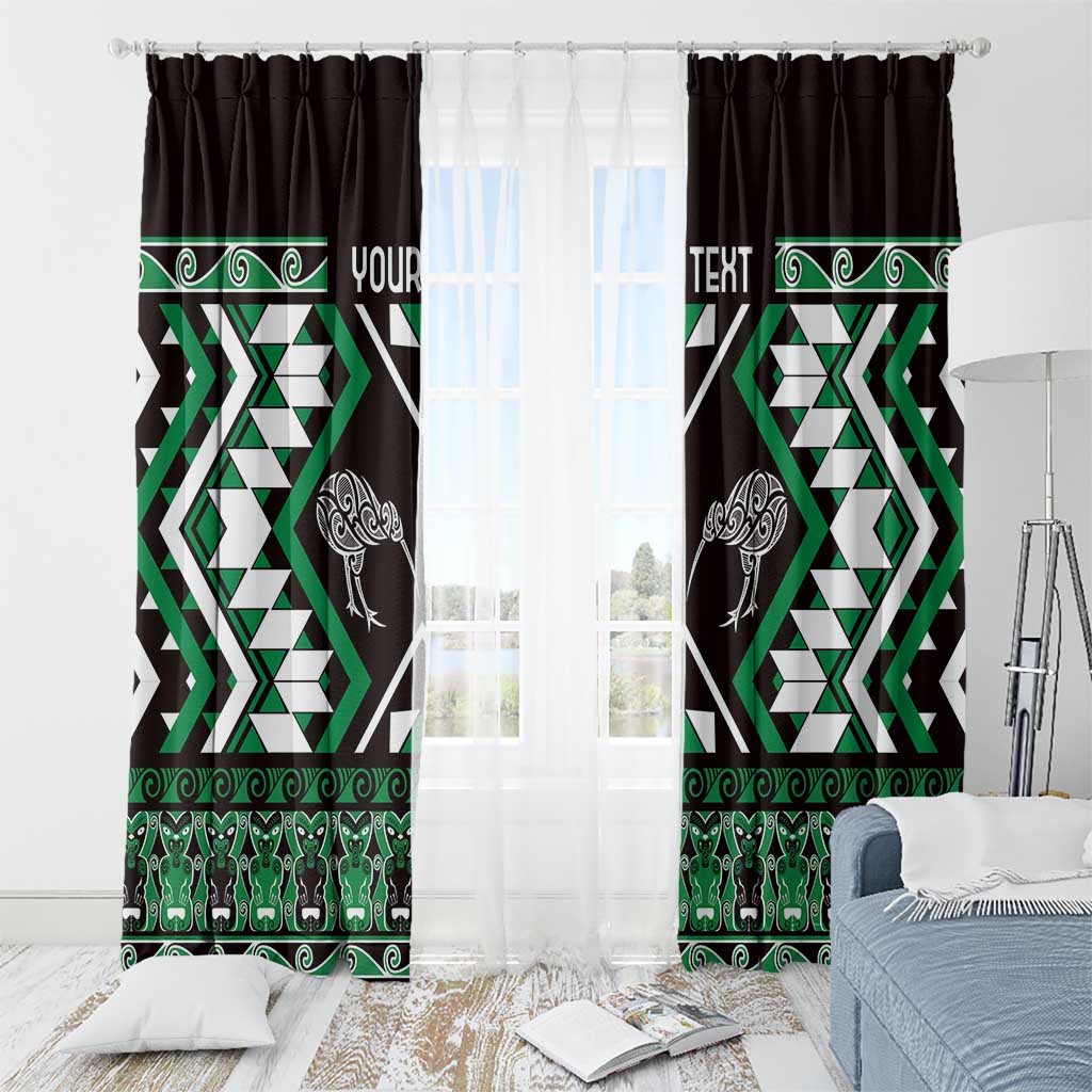 Personalised Taniko Motifs Aotearoa Window Curtain Waitangi Kowhaiwhai Kiwi - Green LT7 - Polynesian Pride