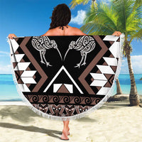 Personalised Taniko Motifs Aotearoa Beach Blanket Waitangi Kowhaiwhai Kiwi - Mocha LT7 - Polynesian Pride