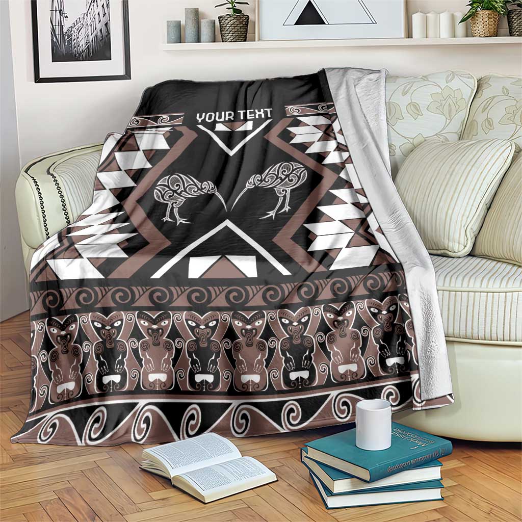 Personalised Taniko Motifs Aotearoa Blanket Waitangi Kowhaiwhai Kiwi - Mocha LT7 Mocha - Polynesian Pride