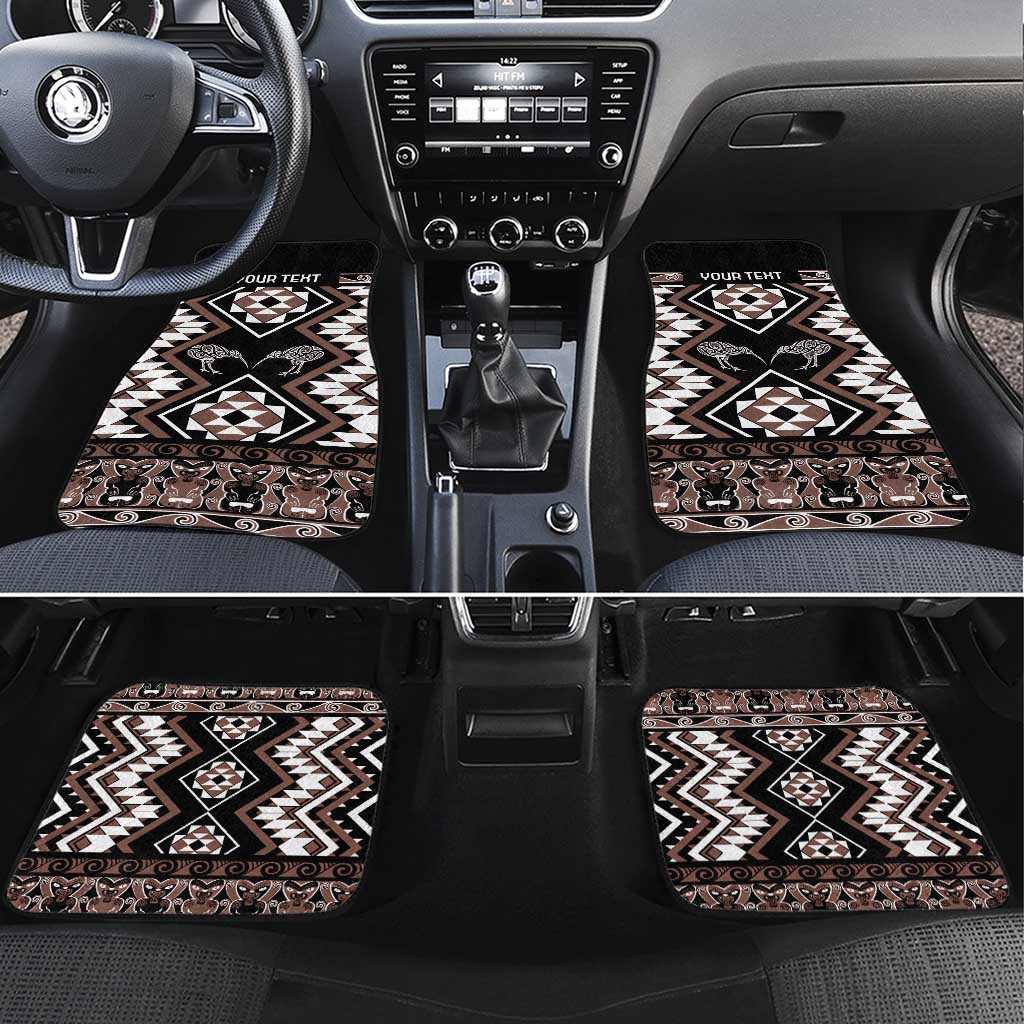Personalised Taniko Motifs Aotearoa Car Mats Waitangi Kowhaiwhai Kiwi - Mocha LT7 Set 4pcs Mocha - Polynesian Pride