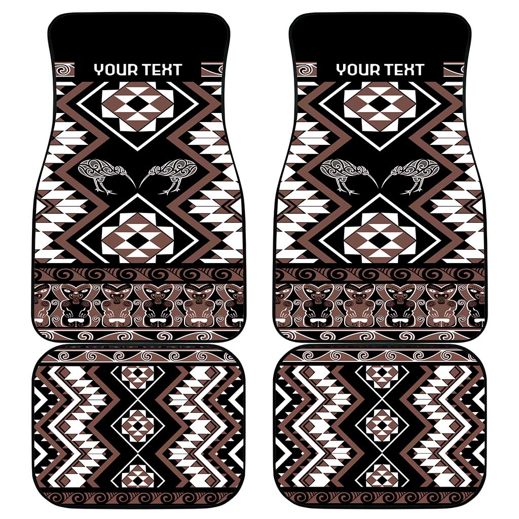 Personalised Taniko Motifs Aotearoa Car Mats Waitangi Kowhaiwhai Kiwi - Mocha LT7 - Polynesian Pride