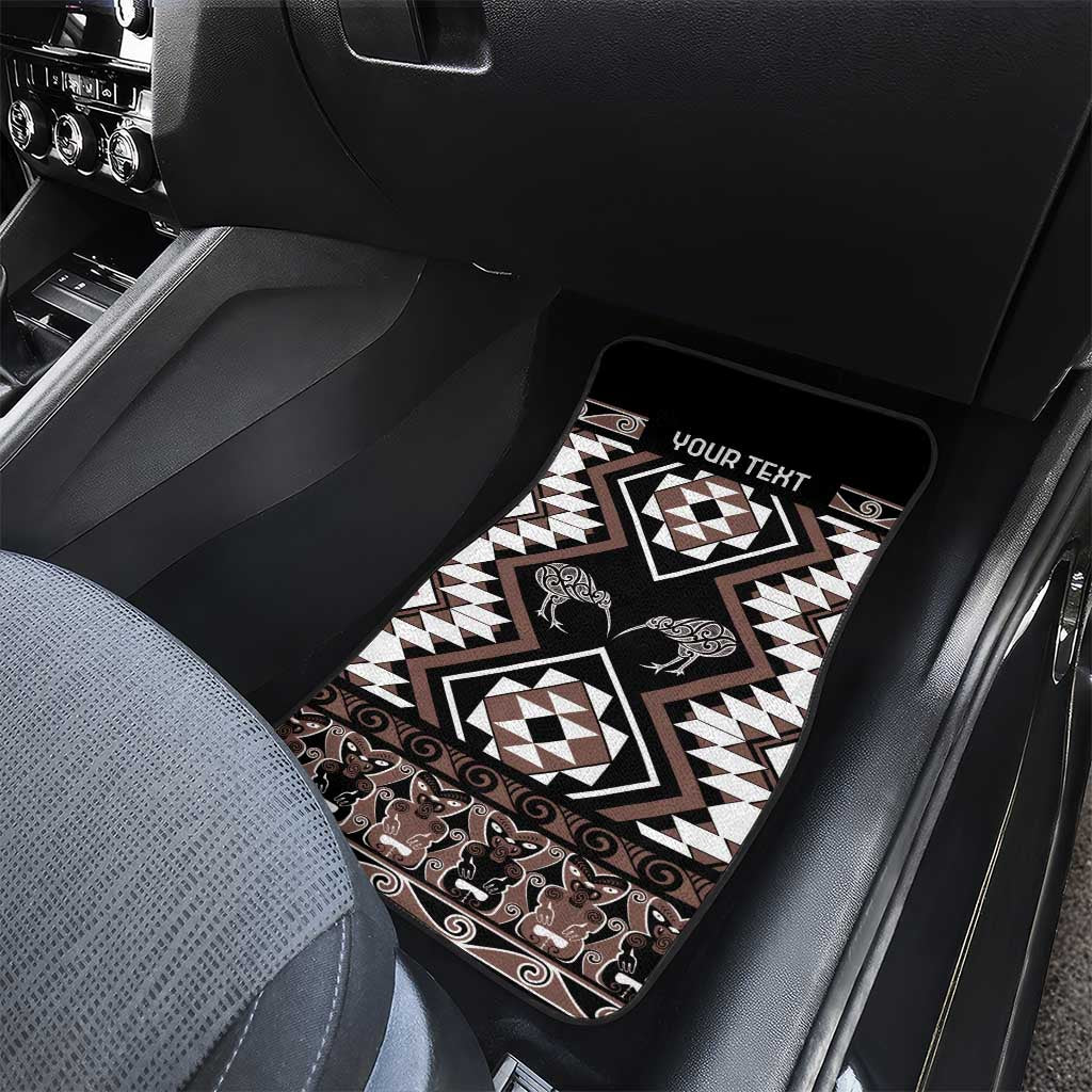 Personalised Taniko Motifs Aotearoa Car Mats Waitangi Kowhaiwhai Kiwi - Mocha LT7 - Polynesian Pride