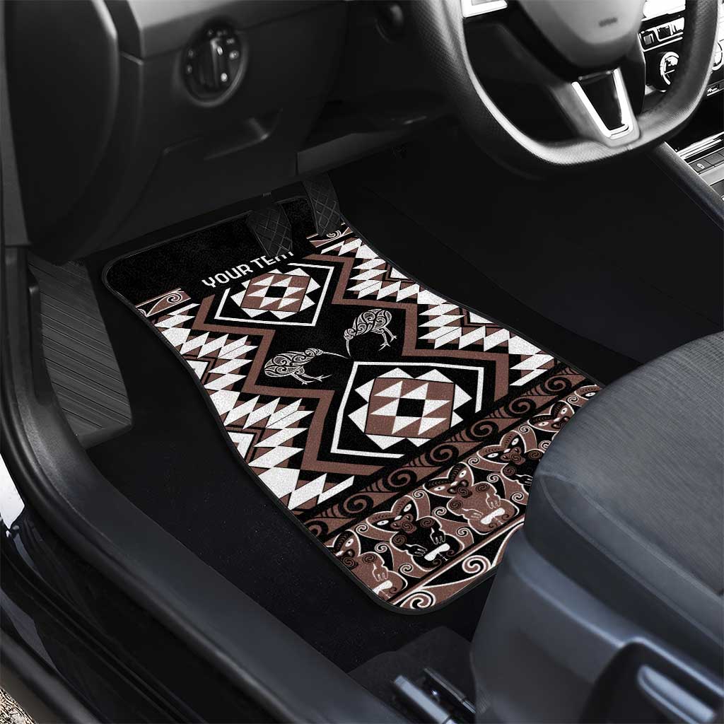 Personalised Taniko Motifs Aotearoa Car Mats Waitangi Kowhaiwhai Kiwi - Mocha LT7 - Polynesian Pride