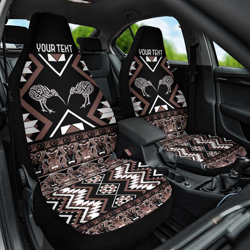 Personalised Taniko Motifs Aotearoa Car Seat Cover Waitangi Kowhaiwhai Kiwi - Mocha