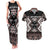 Personalised Taniko Motifs Aotearoa Couples Matching Tank Maxi Dress and Hawaiian Shirt Waitangi Kowhaiwhai Kiwi - Mocha