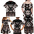 Personalised Taniko Motifs Aotearoa Family Matching Off Shoulder Maxi Dress and Hawaiian Shirt Waitangi Kowhaiwhai Kiwi - Mocha