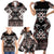 Personalised Taniko Motifs Aotearoa Family Matching Short Sleeve Bodycon Dress and Hawaiian Shirt Waitangi Kowhaiwhai Kiwi - Mocha