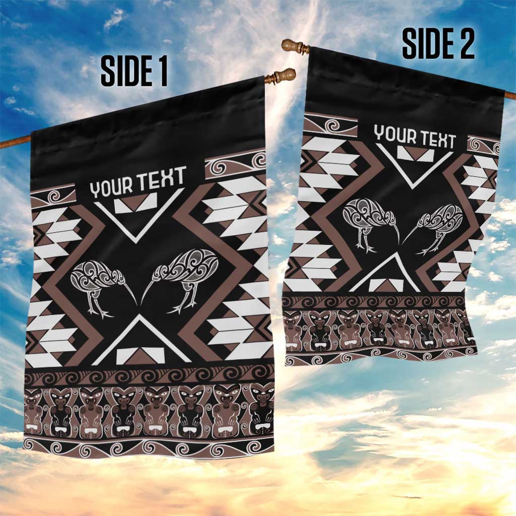 Personalised Taniko Motifs Aotearoa Garden Flag Waitangi Kowhaiwhai Kiwi - Mocha LT7 - Polynesian Pride