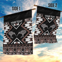 Personalised Taniko Motifs Aotearoa Garden Flag Waitangi Kowhaiwhai Kiwi - Mocha LT7 - Polynesian Pride