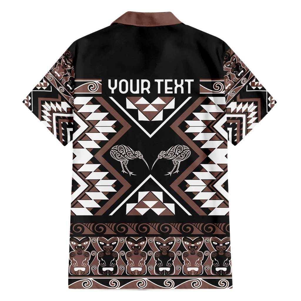 Personalised Taniko Motifs Aotearoa Hawaiian Shirt Waitangi Kowhaiwhai Kiwi - Mocha LT7 - Polynesian Pride