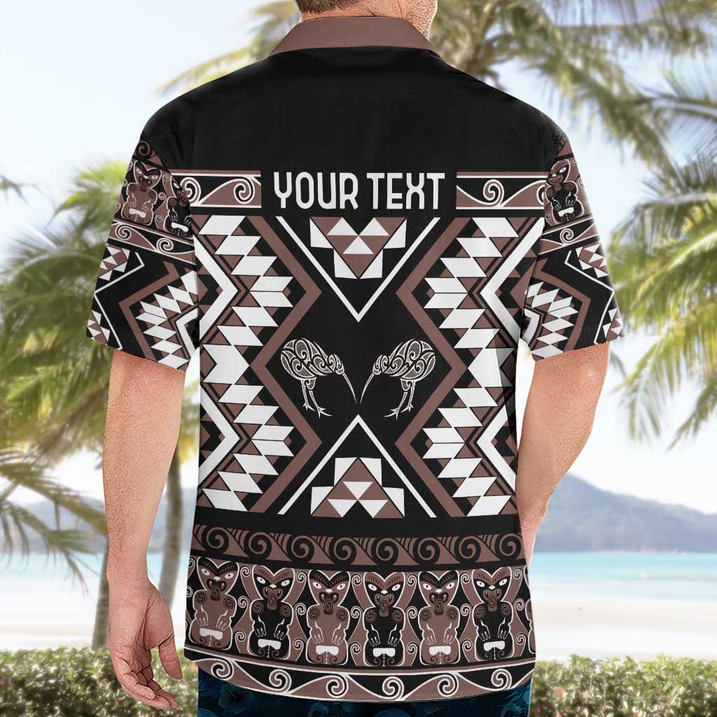 Personalised Taniko Motifs Aotearoa Hawaiian Shirt Waitangi Kowhaiwhai Kiwi - Mocha LT7 - Polynesian Pride