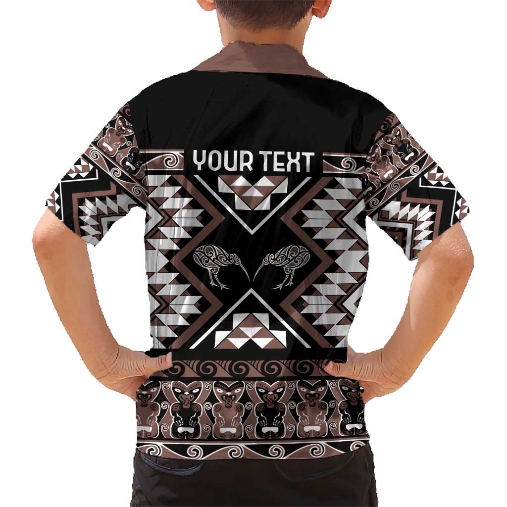 Personalised Taniko Motifs Aotearoa Hawaiian Shirt Waitangi Kowhaiwhai Kiwi - Mocha LT7 - Polynesian Pride