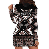 Personalised Taniko Motifs Aotearoa Hoodie Dress Waitangi Kowhaiwhai Kiwi - Mocha