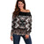 Personalised Taniko Motifs Aotearoa Off Shoulder Sweater Waitangi Kowhaiwhai Kiwi - Mocha