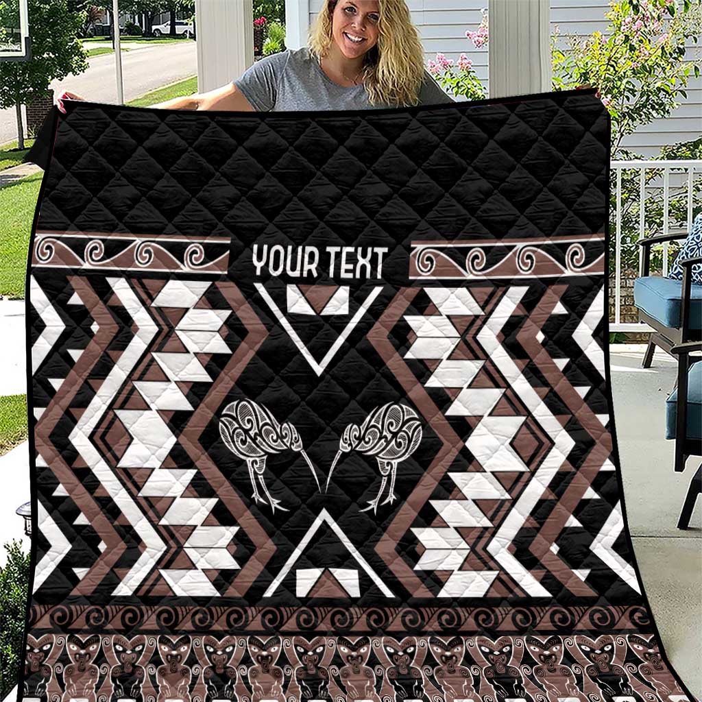 Personalised Taniko Motifs Aotearoa Quilt Waitangi Kowhaiwhai Kiwi - Mocha