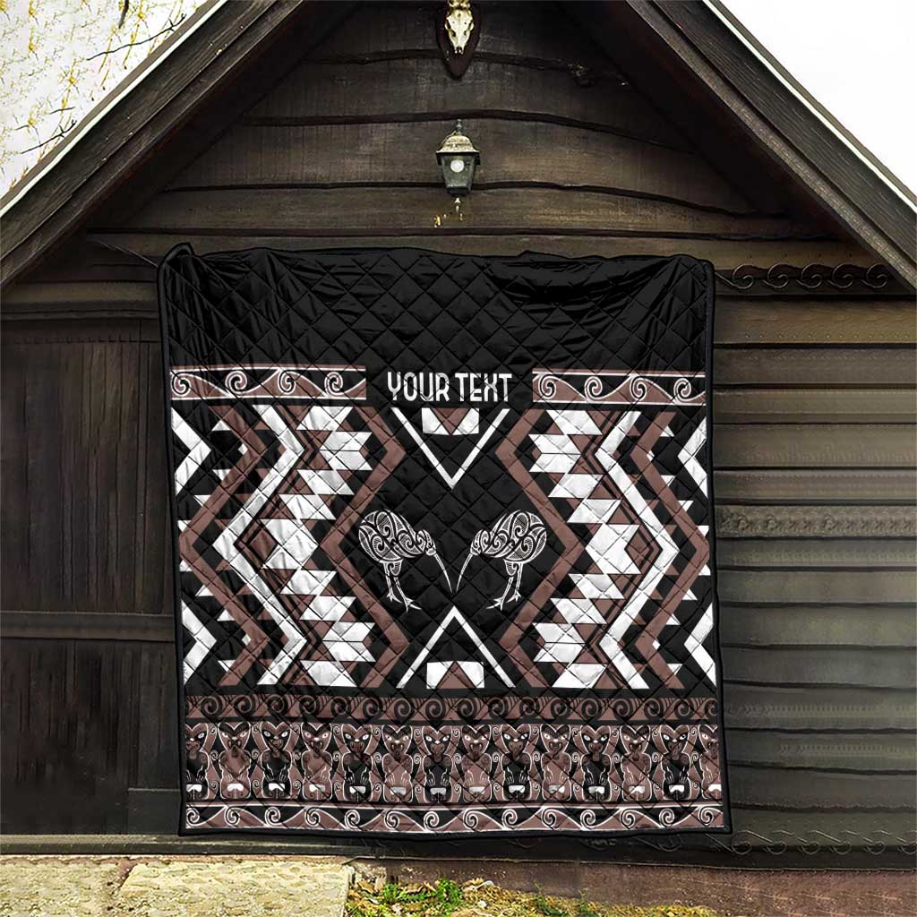 Personalised Taniko Motifs Aotearoa Quilt Waitangi Kowhaiwhai Kiwi - Mocha