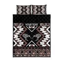 Personalised Taniko Motifs Aotearoa Quilt Bed Set Waitangi Kowhaiwhai Kiwi - Mocha LT7 - Polynesian Pride