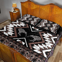 Personalised Taniko Motifs Aotearoa Quilt Bed Set Waitangi Kowhaiwhai Kiwi - Mocha LT7 - Polynesian Pride