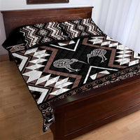 Personalised Taniko Motifs Aotearoa Quilt Bed Set Waitangi Kowhaiwhai Kiwi - Mocha LT7 - Polynesian Pride