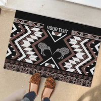 Personalised Taniko Motifs Aotearoa Rubber Doormat Waitangi Kowhaiwhai Kiwi - Mocha LT7 - Polynesian Pride