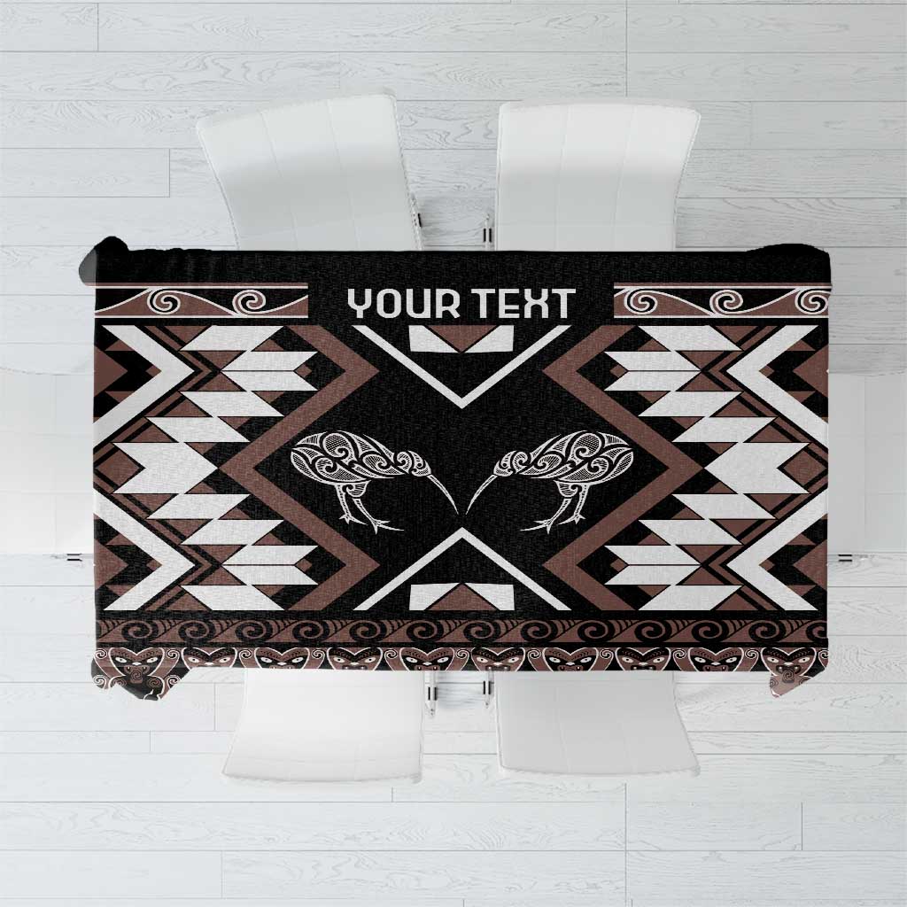 Personalised Taniko Motifs Aotearoa Tablecloth Waitangi Kowhaiwhai Kiwi - Mocha LT7 Mocha - Polynesian Pride
