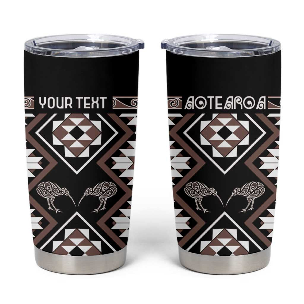 Personalised Taniko Motifs Aotearoa Tumbler Cup Waitangi Kowhaiwhai Kiwi - Mocha LT7 Mocha - Polynesian Pride