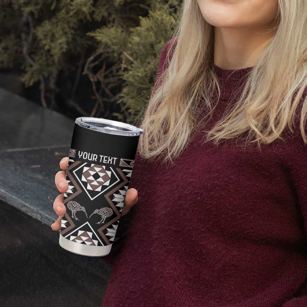 Personalised Taniko Motifs Aotearoa Tumbler Cup Waitangi Kowhaiwhai Kiwi - Mocha LT7 - Polynesian Pride