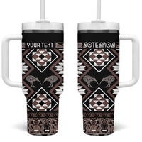 Personalised Taniko Motifs Aotearoa Tumbler With Handle Waitangi Kowhaiwhai Kiwi - Mocha LT7 One Size: 40 oz Mocha - Polynesian Pride