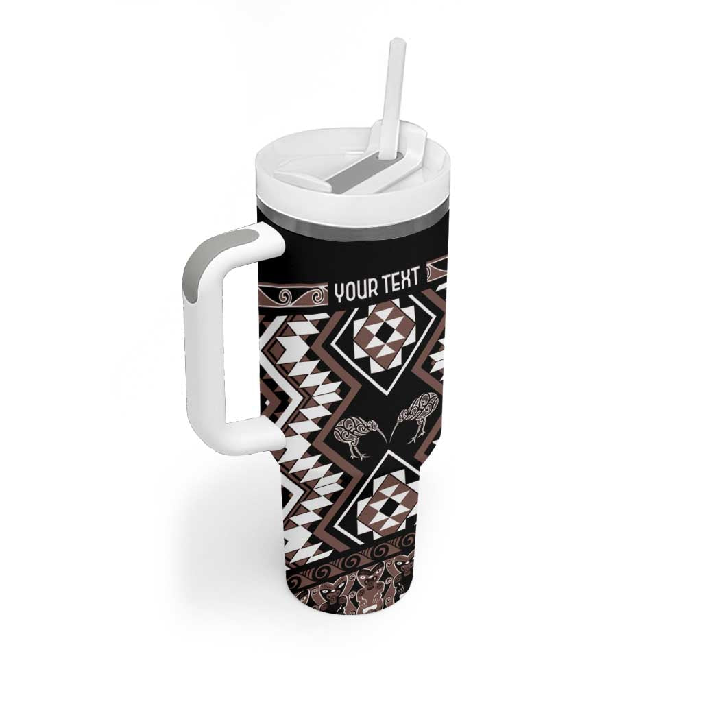 Personalised Taniko Motifs Aotearoa Tumbler With Handle Waitangi Kowhaiwhai Kiwi - Mocha LT7 - Polynesian Pride