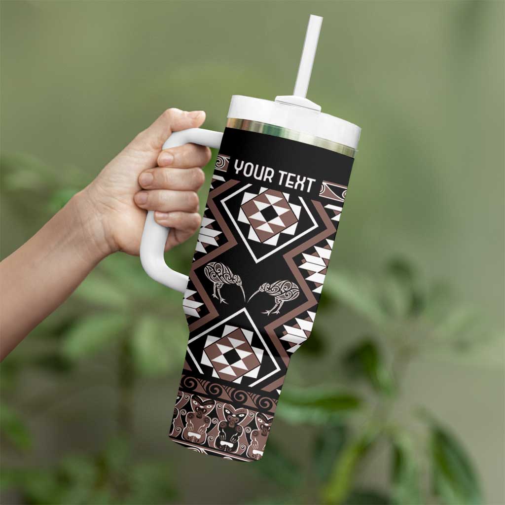 Personalised Taniko Motifs Aotearoa Tumbler With Handle Waitangi Kowhaiwhai Kiwi - Mocha LT7 - Polynesian Pride